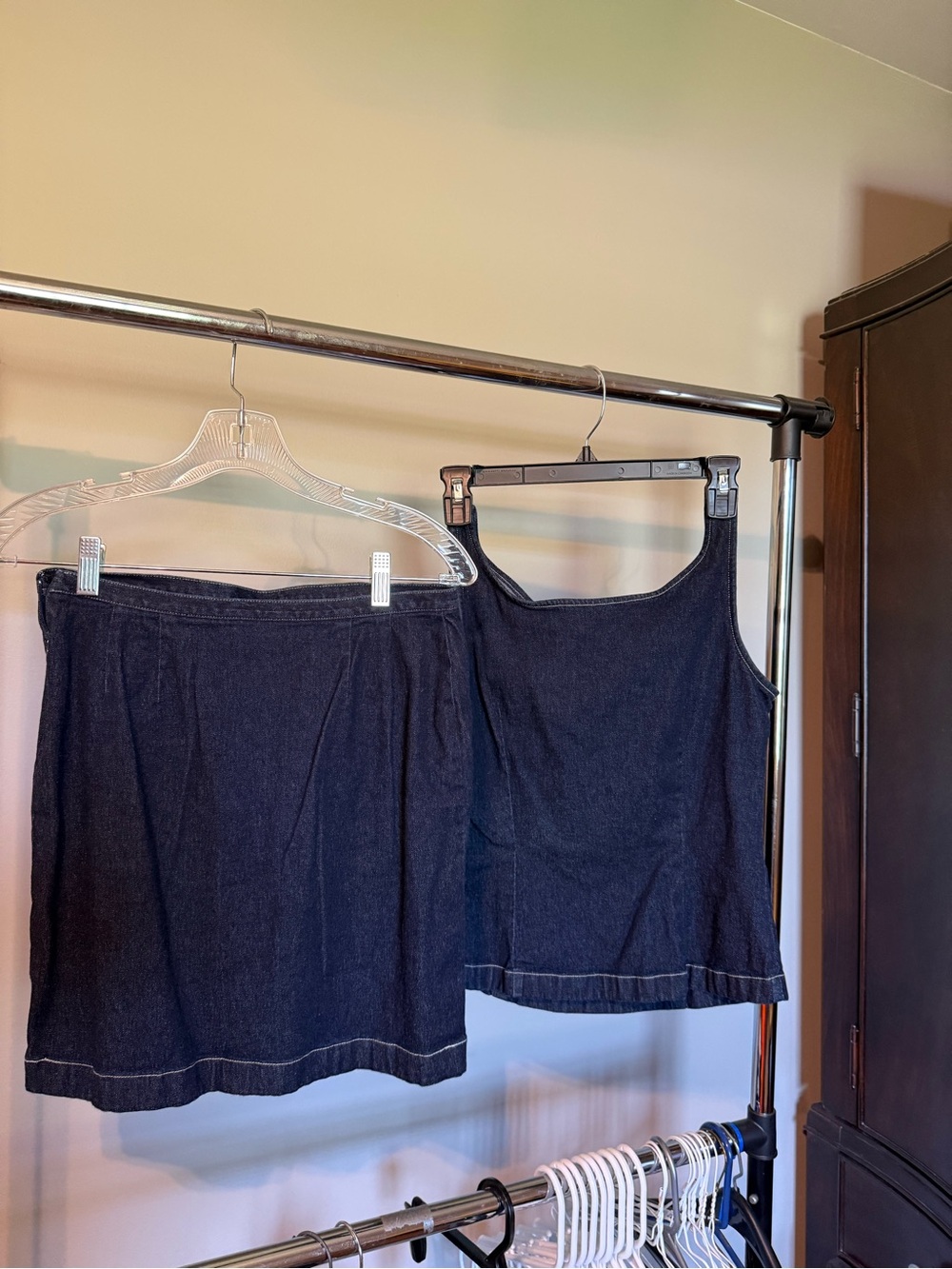 LOFT Dark Indigo Denim Skirt and Tank Set